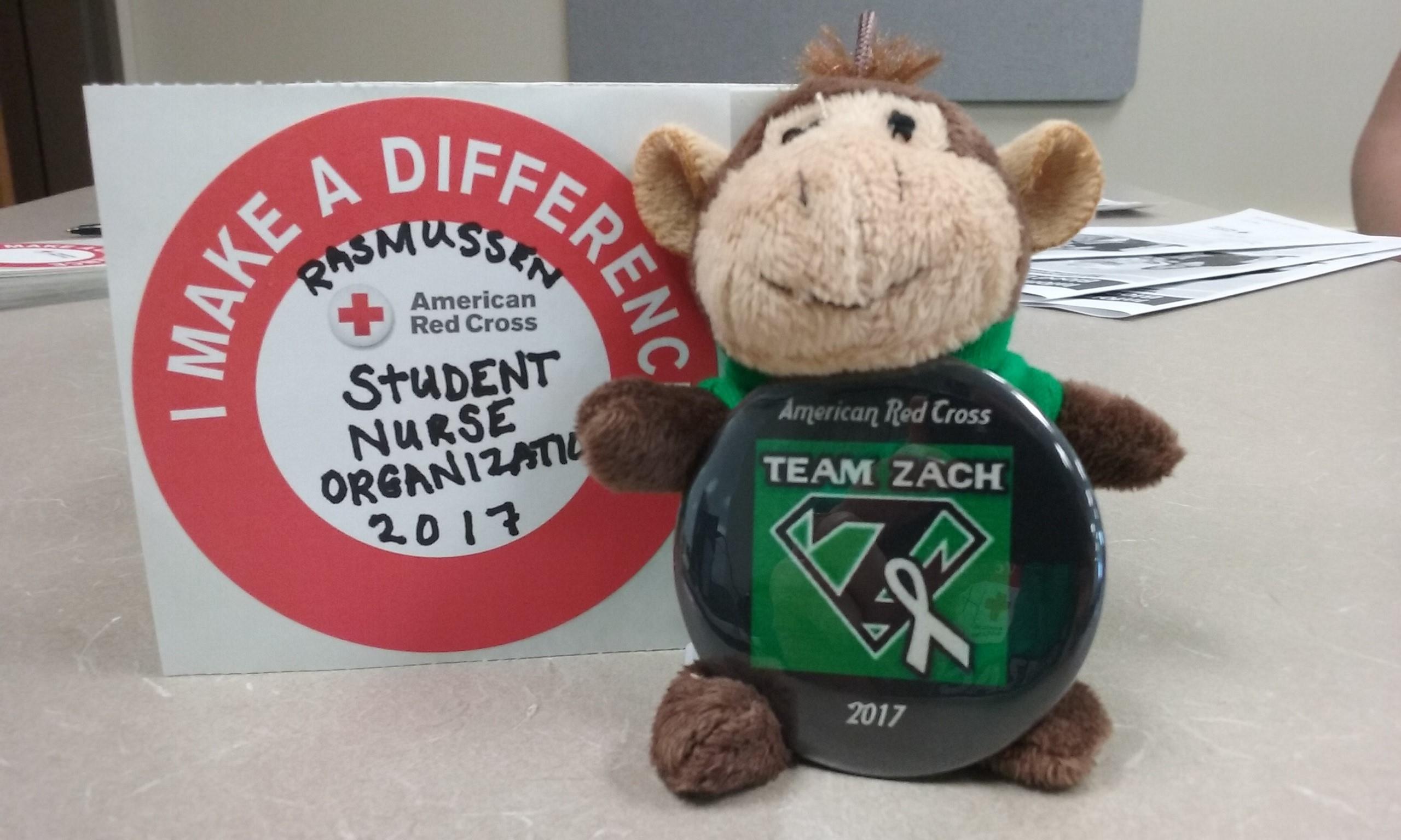 Stuffed animal with red cross sign