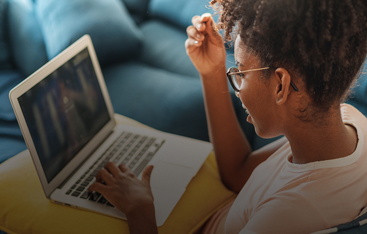 Female working on laptop