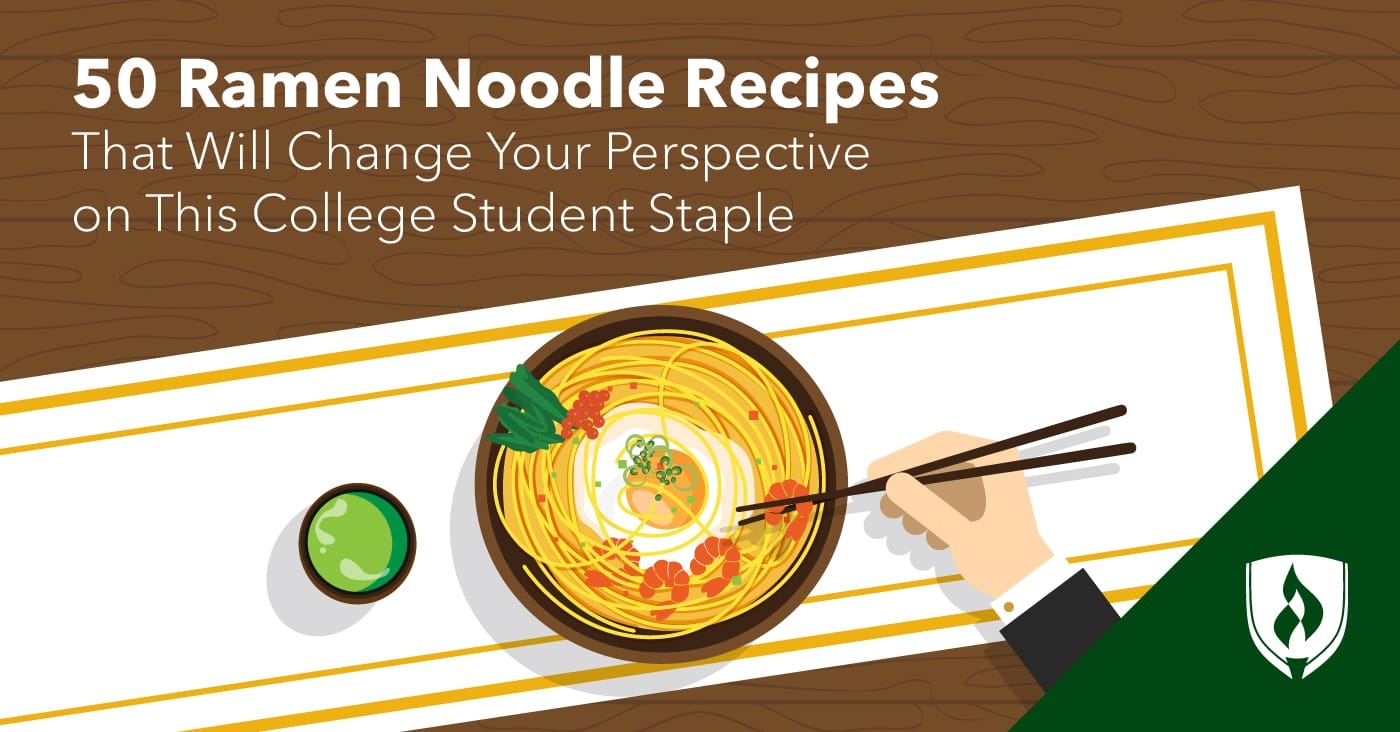 illustration of someone eating a bowl of ramen noodles with chop sticks