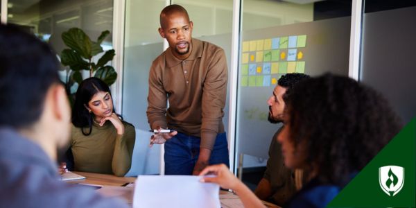 A manager walks his team through prospective changes