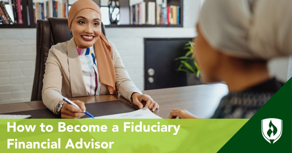 become fiduciary financial advisor header A financial advisor sits with her client