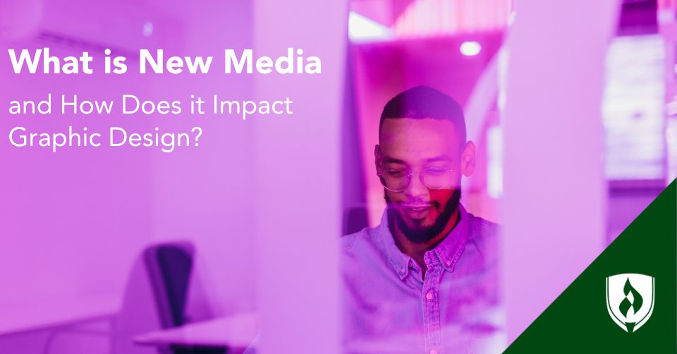 A graphic designer behind a purple lens