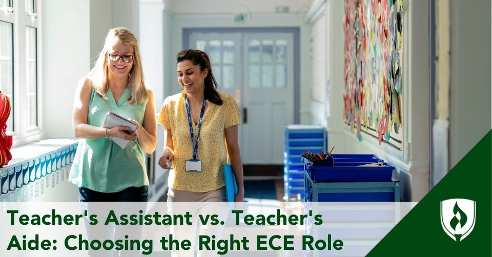 A teacher's assistant and teacher's aide collaborate