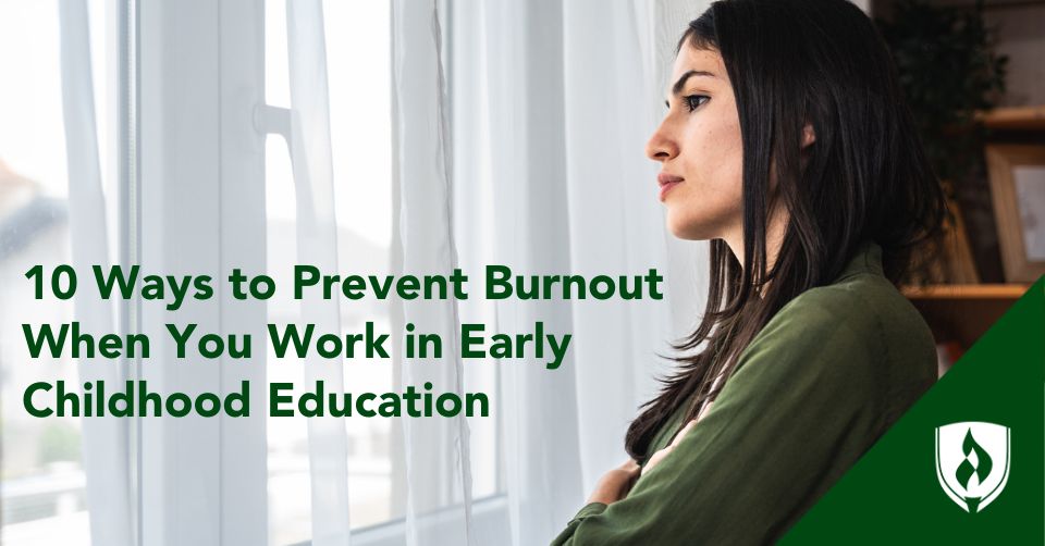 An ECE teacher looks out her window with a tired expression