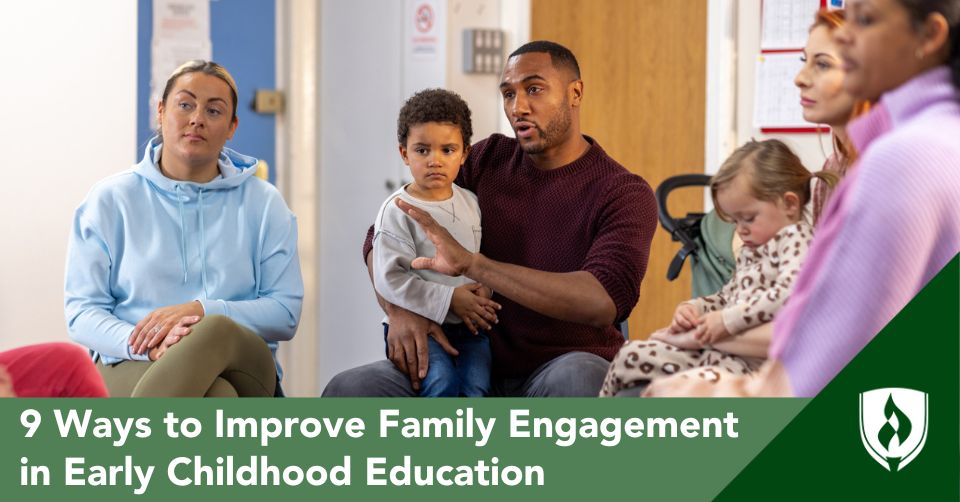 A group of parents talk with an ECE educator