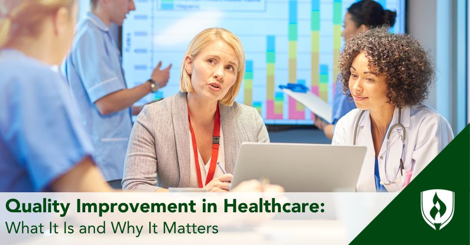 A quality improvement team discusses initiatives for their hospital