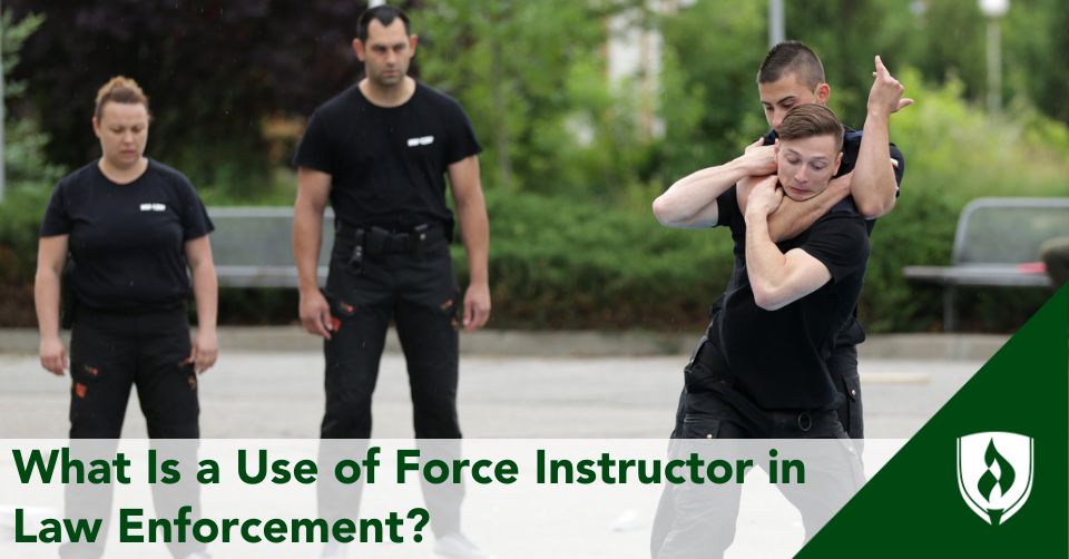 Four police officers demonstrate use of force training