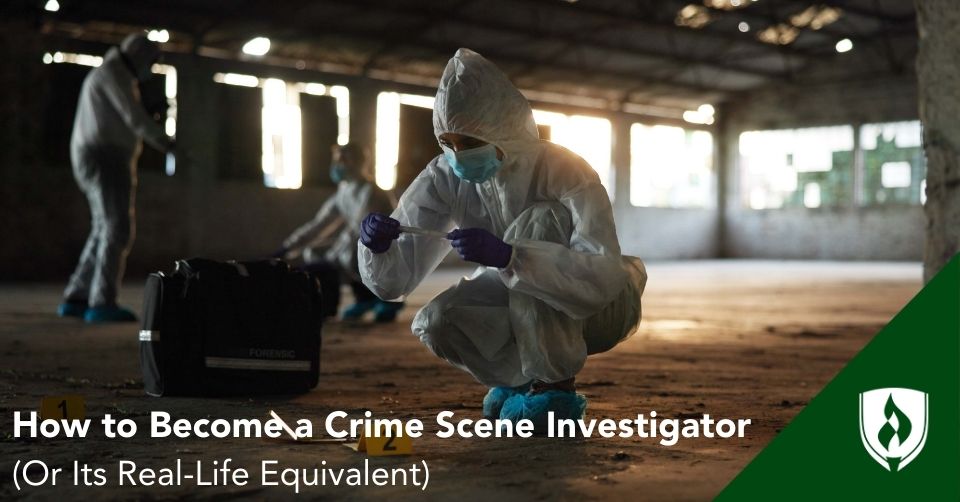 A forensic scientist examines a crime scene