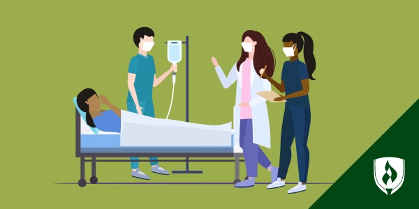 illustration of nurses and physician assistants working together representing RN vs PA