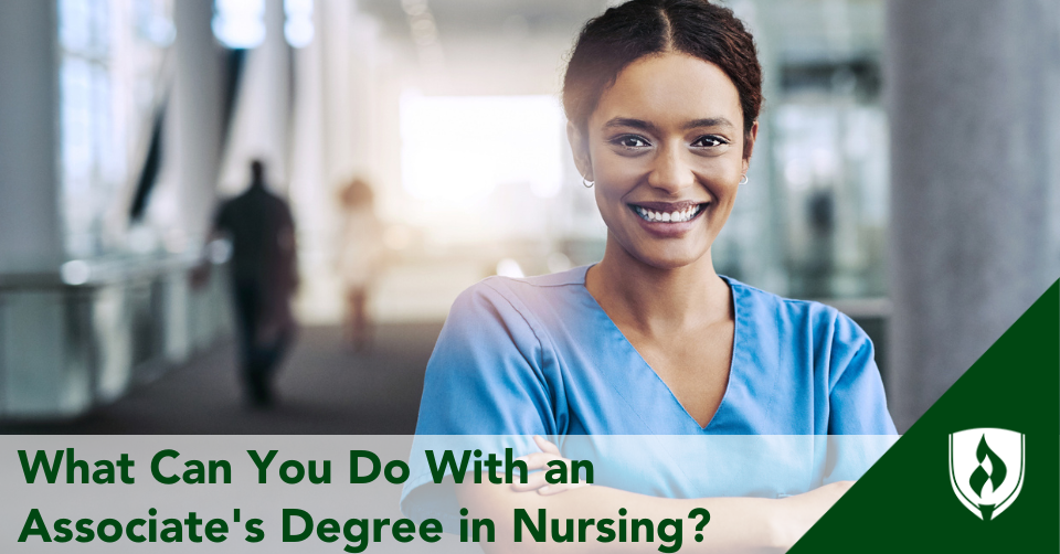 A nurse with an ADN smiles in front of her clinic