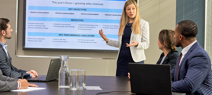 Business woman giving presentation