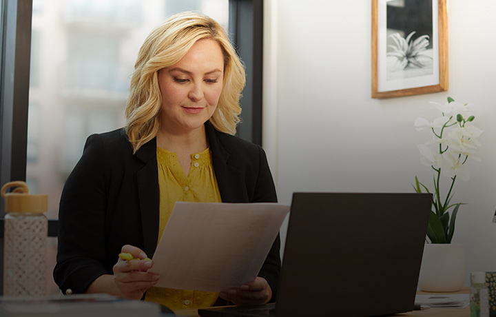 Female professional at computer mobile