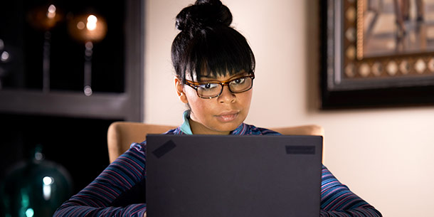 student using computer